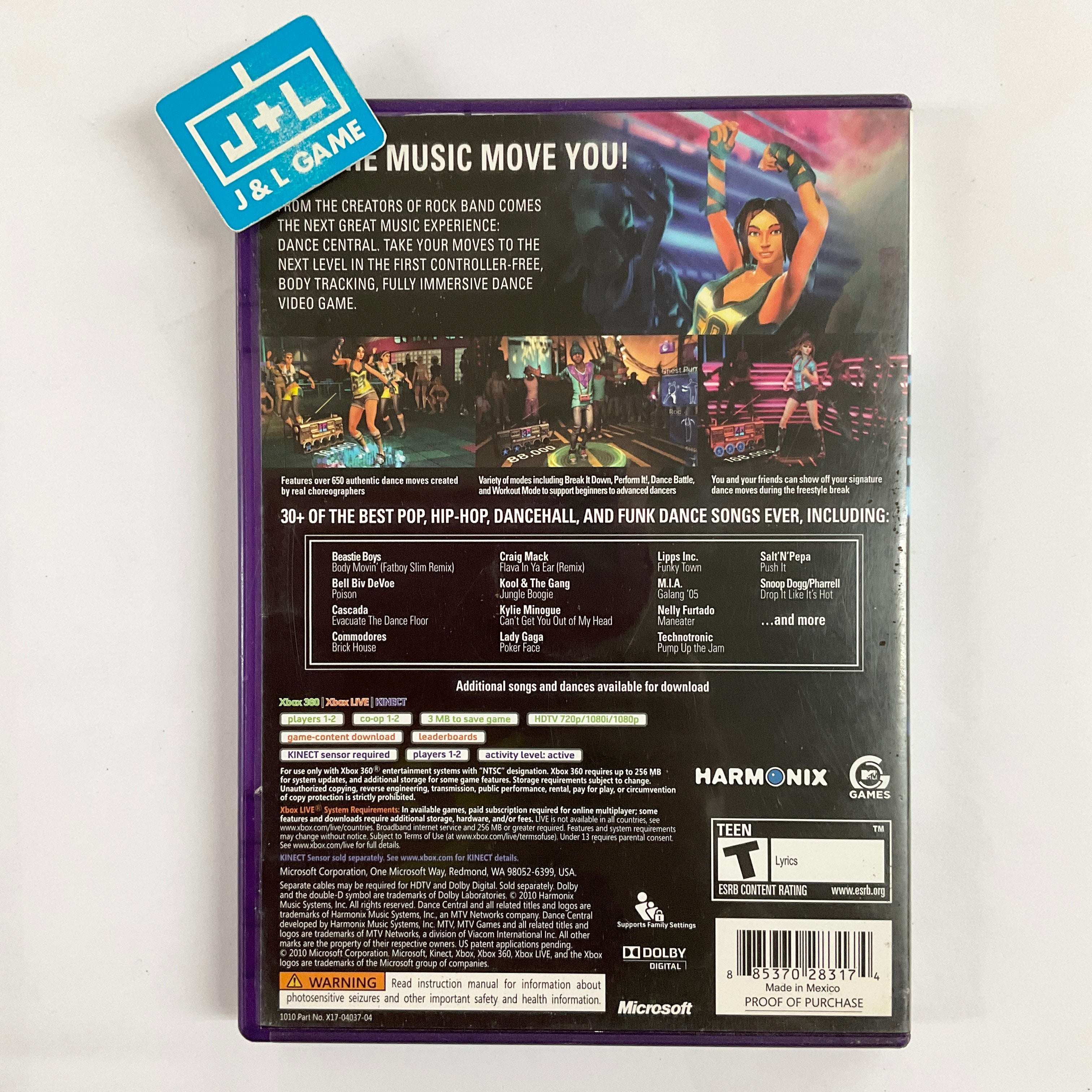 Dance Central (Kinect Required) - Xbox 360 [Pre-Owned] Video Games MTV Games   