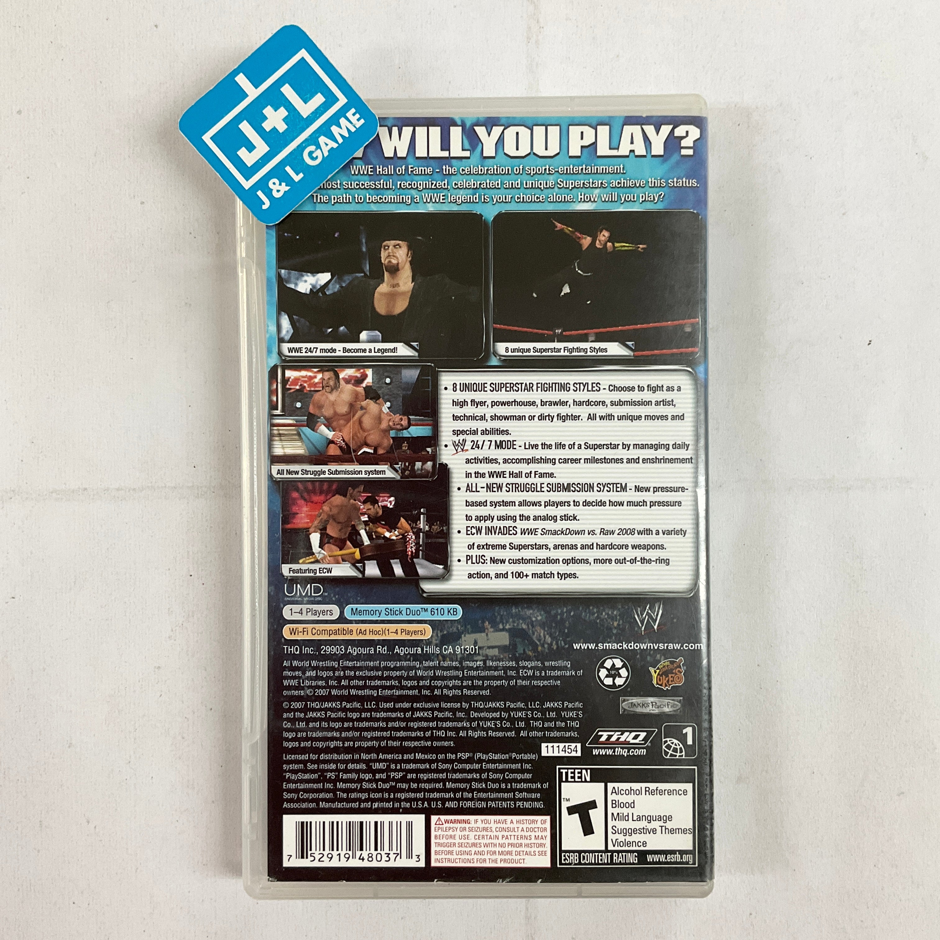 WWE SmackDown vs. Raw 2008 - SONY PSP [Pre-Owned] Video Games THQ   