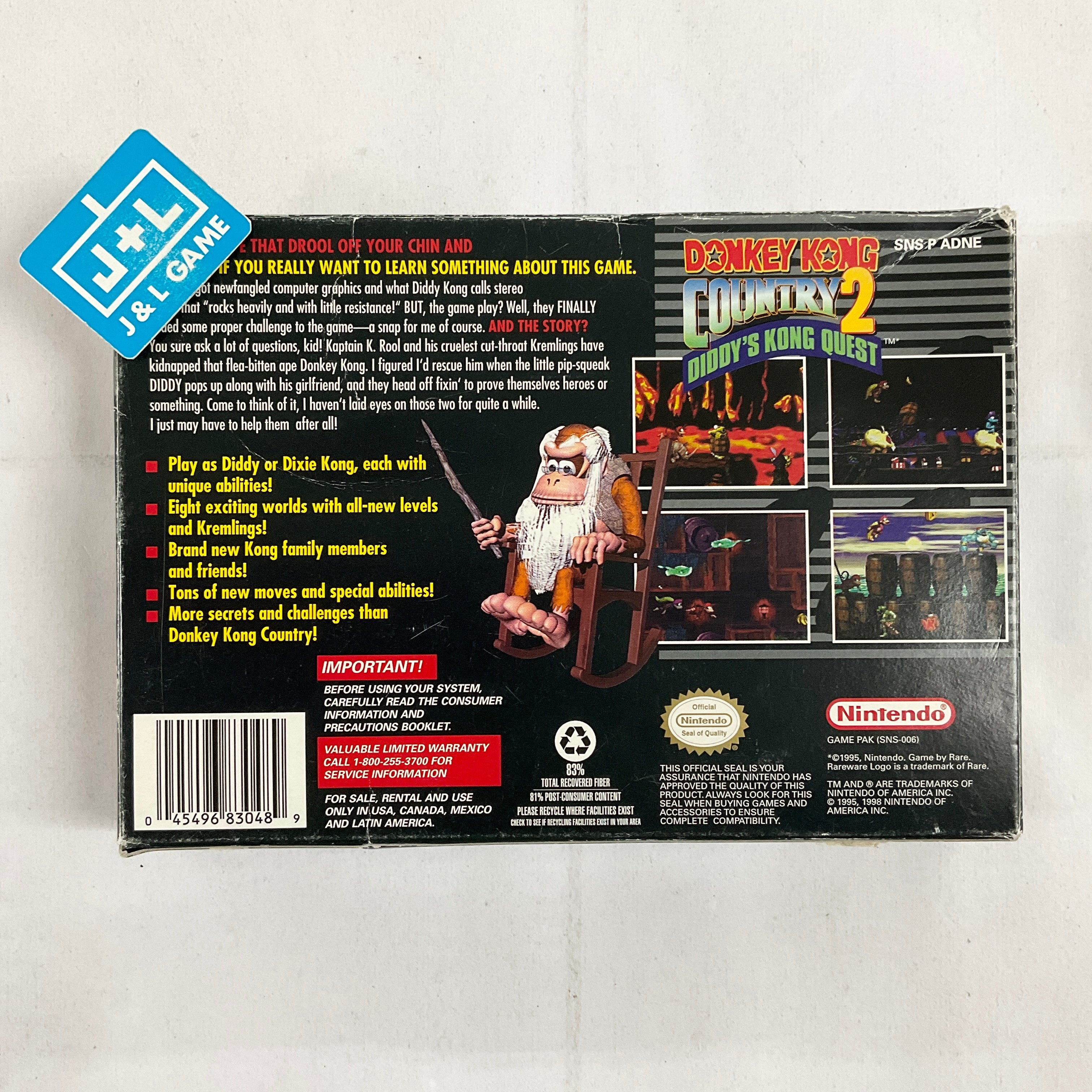 Donkey Kong Country 2: Diddy's Kong Quest (Player's Choice) - (SNES) Super Nintendo [Pre-Owned] Video Games Nintendo   