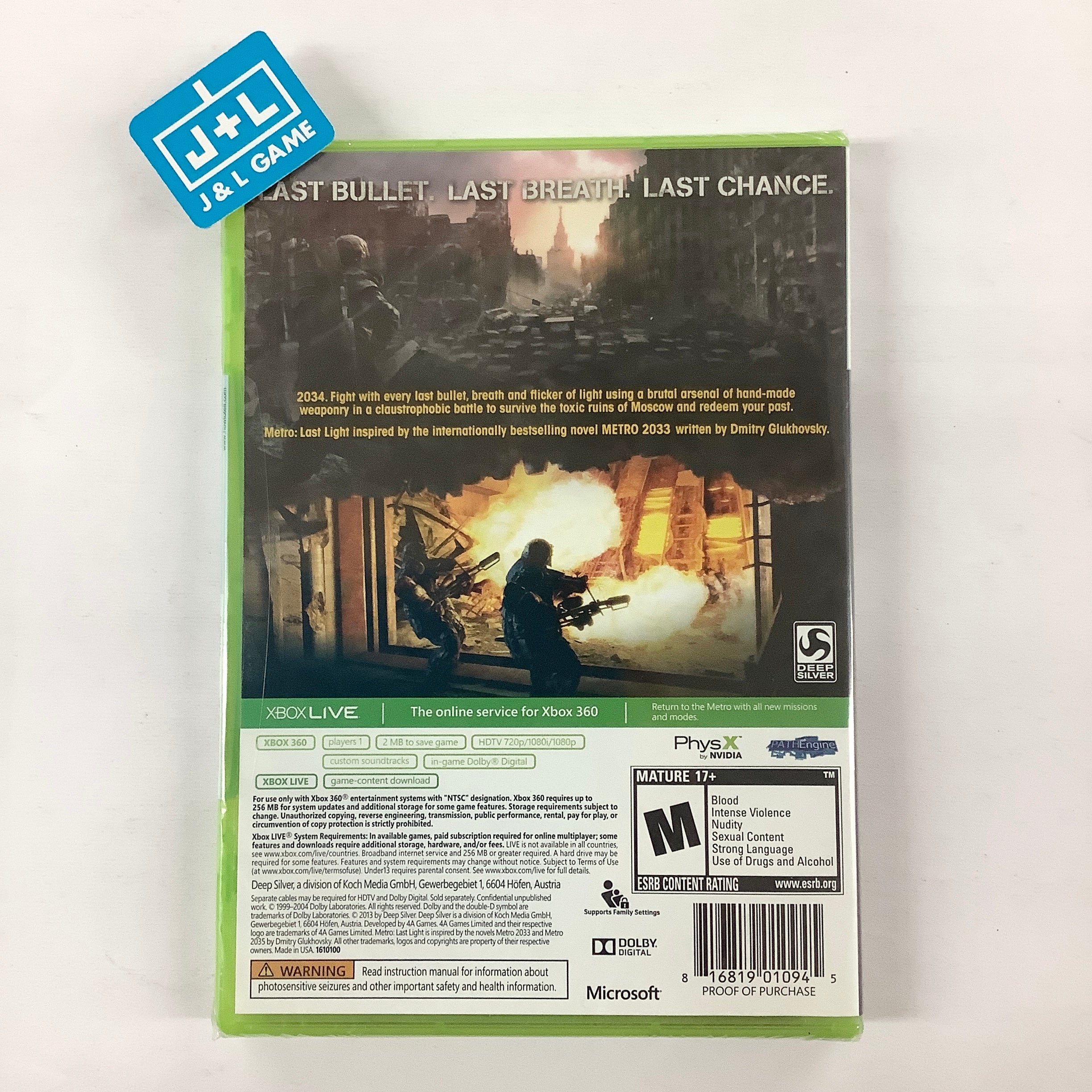 Metro: Last Light - Xbox 360 | J&L Game
