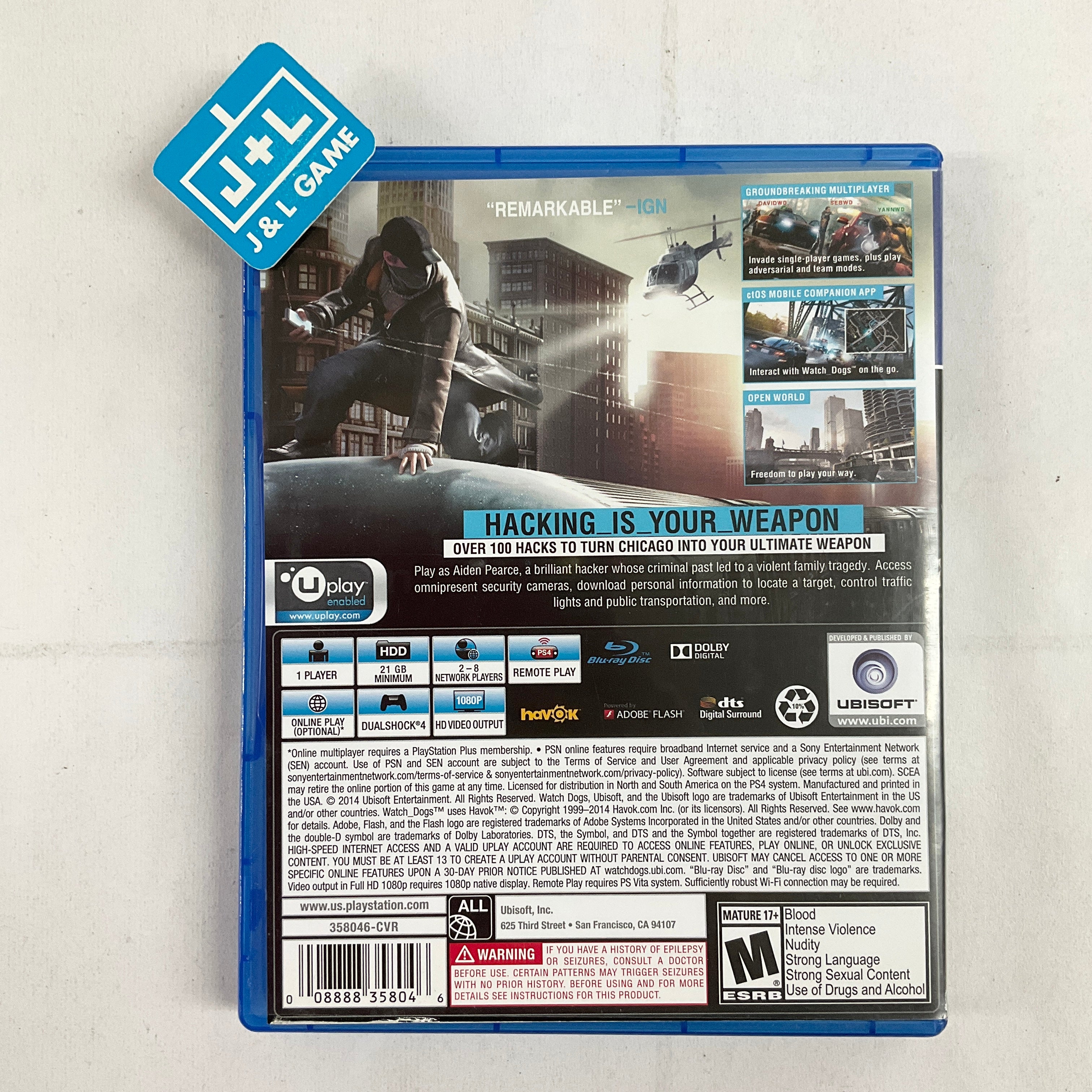Watch Dogs - (PS4) PlayStation 4 [Pre-Owned] Video Games Ubisoft   