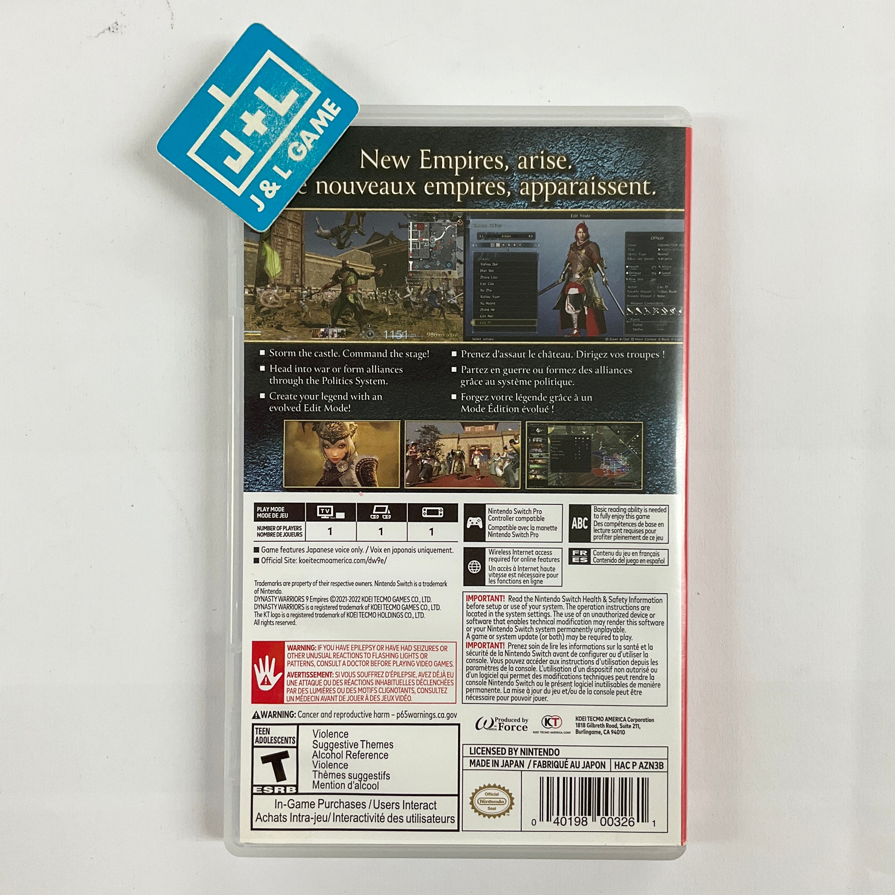 Dynasty Warriors 9 Empires - (NSW) Nintendo Switch [Pre-Owned] Video Games Koei Tecmo Games   