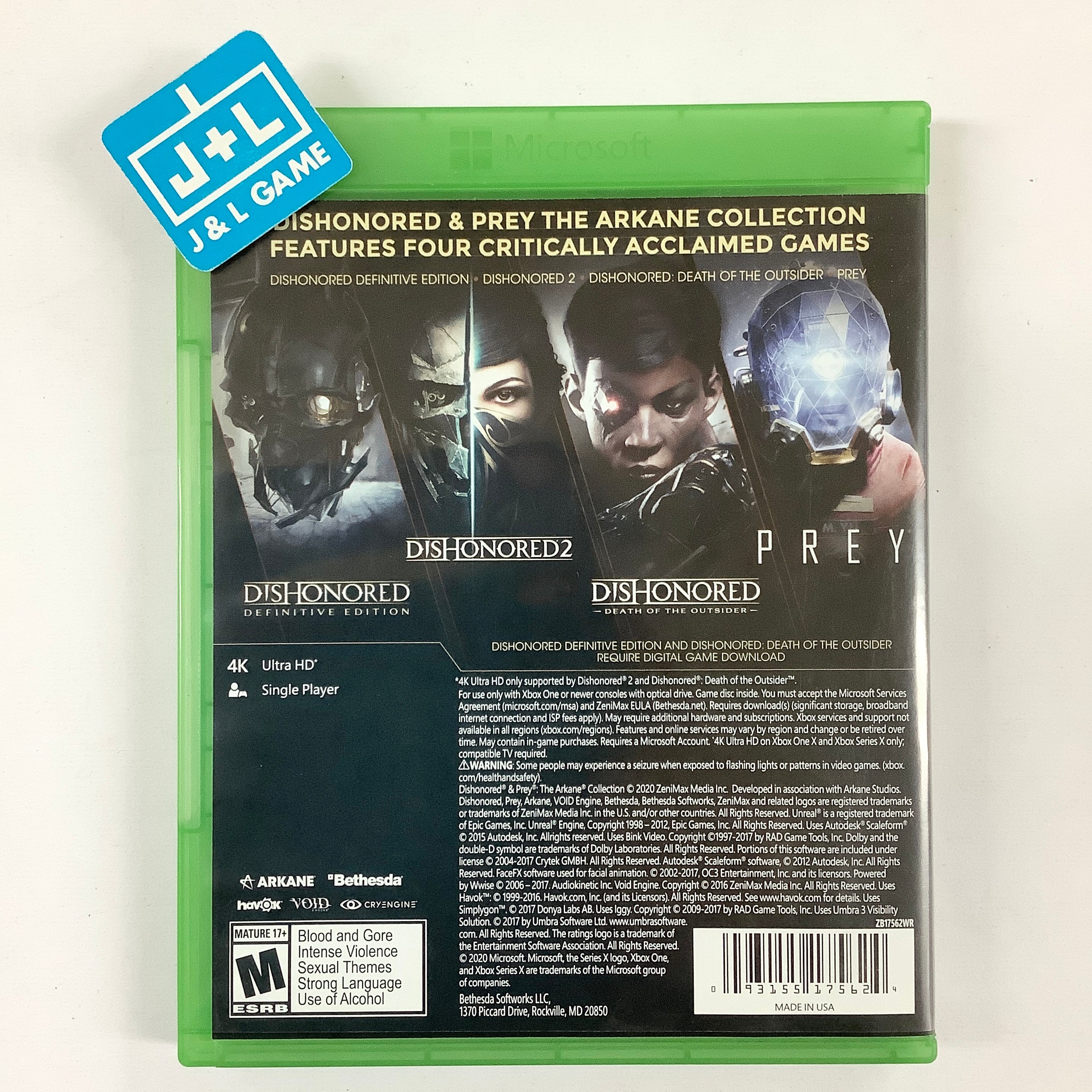 Dishonored and Prey: The Arkane Collection - (XB1) Xbox One [Pre-Owned] Video Games Bethesda   