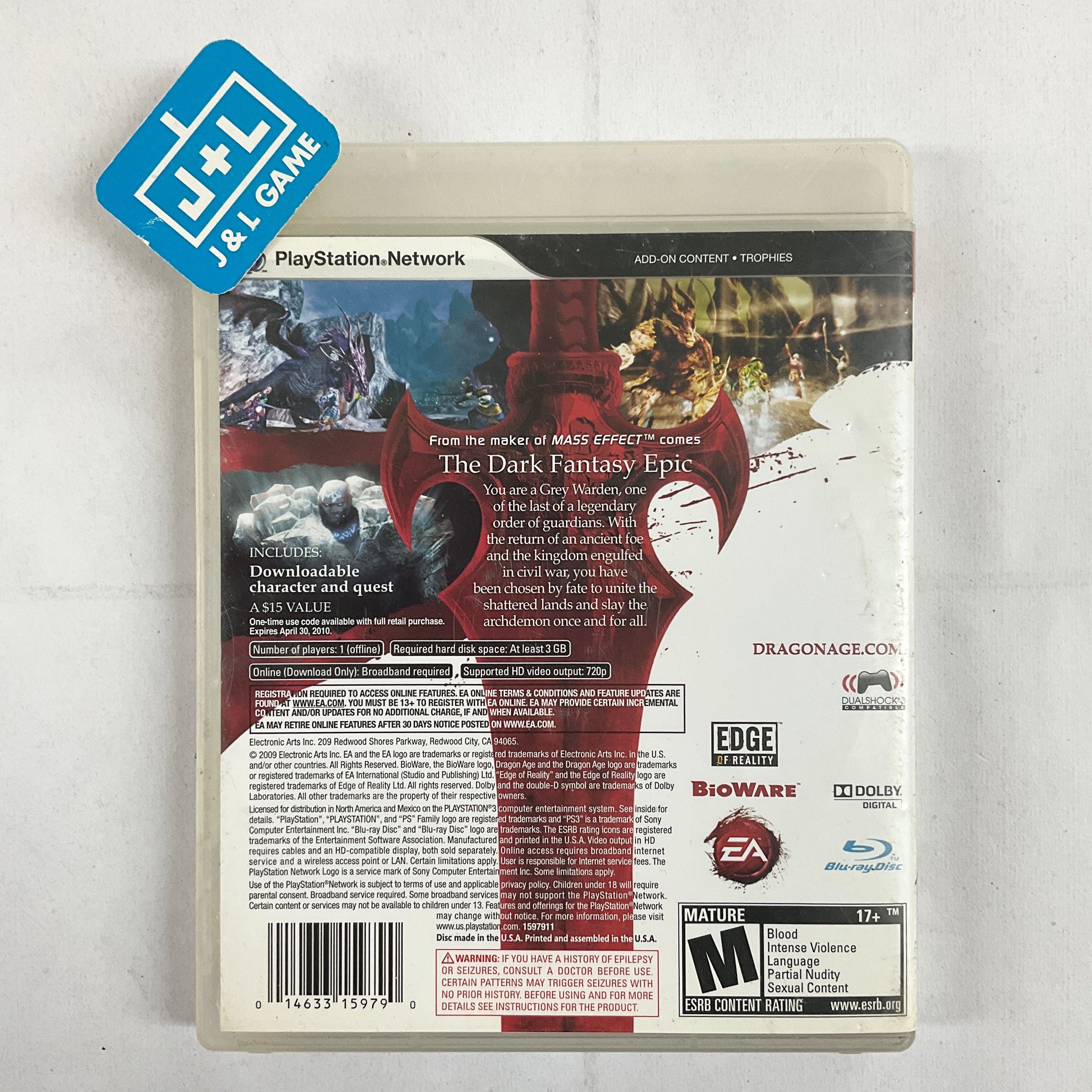 Dragon Age: Origins - (PS3) PlayStation 3 [Pre-Owned] | J&L Game