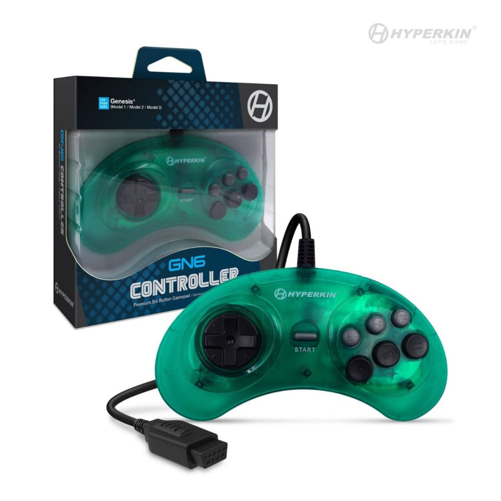 Hyperkin Sega Genesis GN6 Premium Six Button Gamepad Controller  (Green) - Sega Genesis