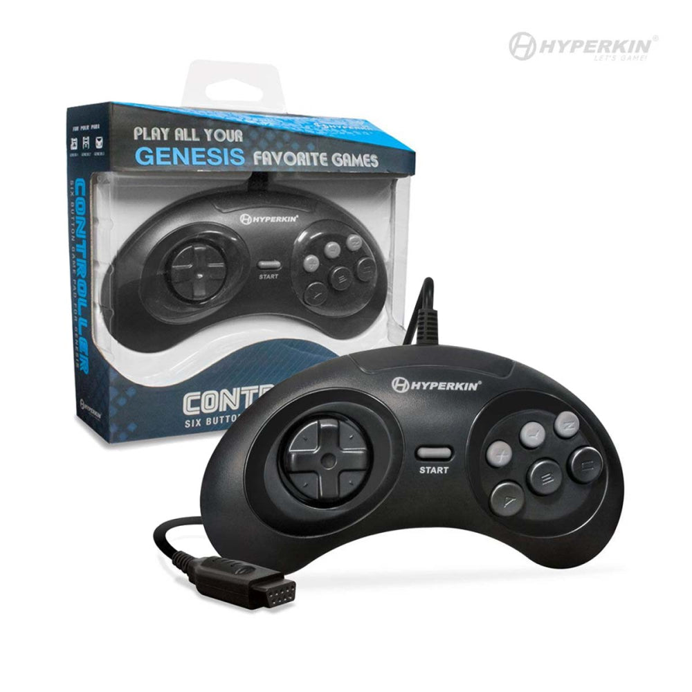 Hyperkin Sega Genesis GN6 Premium Six Button Gamepad Controller (Black) - Sega Genesis Accessories Hyperkin