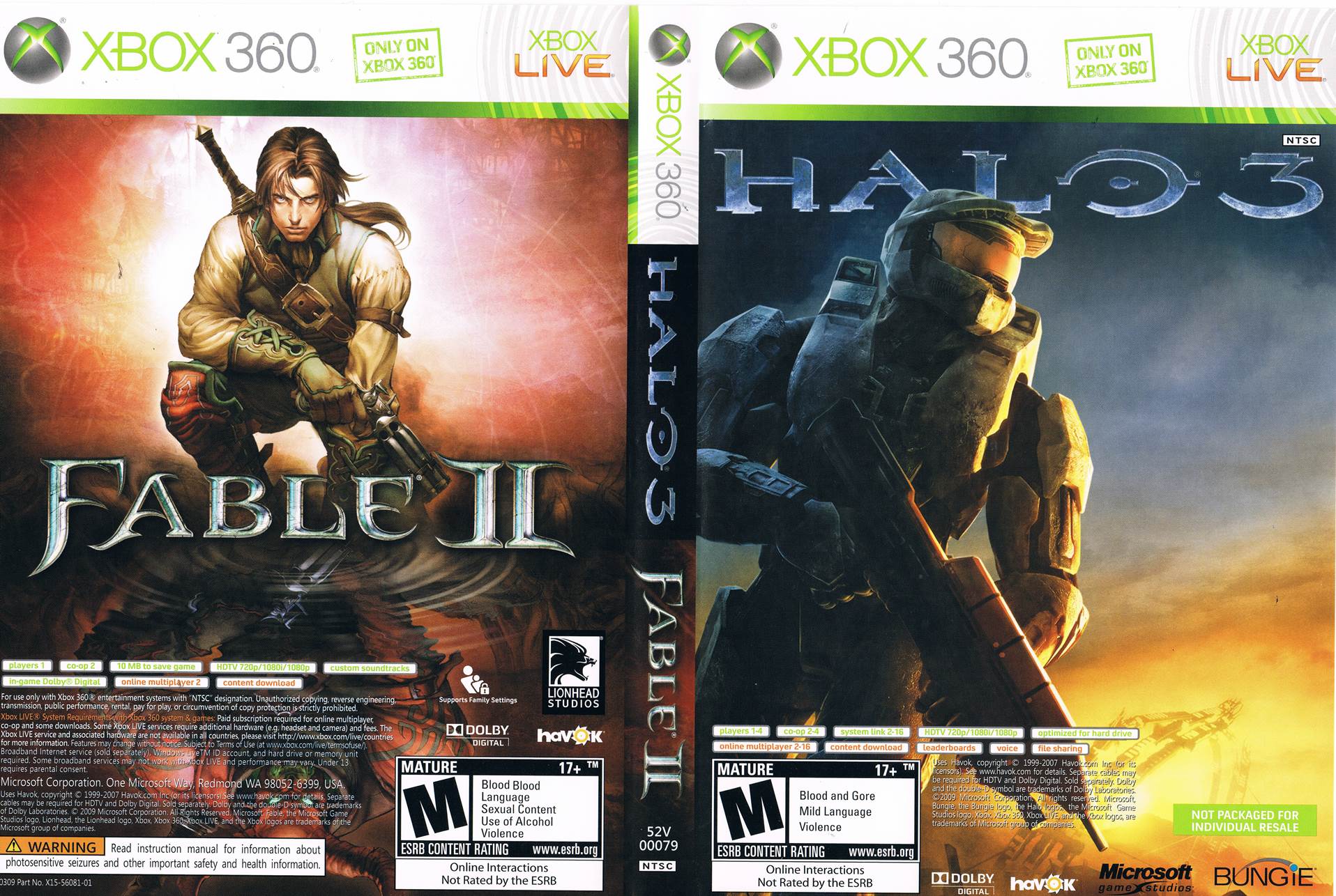 Halo 3 & Fable II Bundle - Xbox 360 [Pre-Owned] Video Games Microsoft