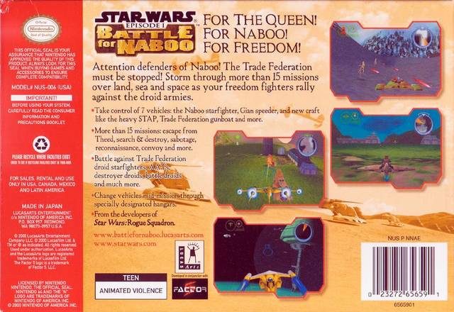 Star Wars Episode I: Battle for Naboo - (N64) Nintendo 64 [Pre-Owned] Video Games LucasArts   