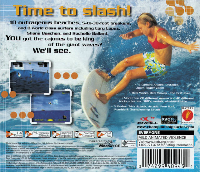 Championship Surfer - (DC) SEGA Dreamcast Video Games Mattel   