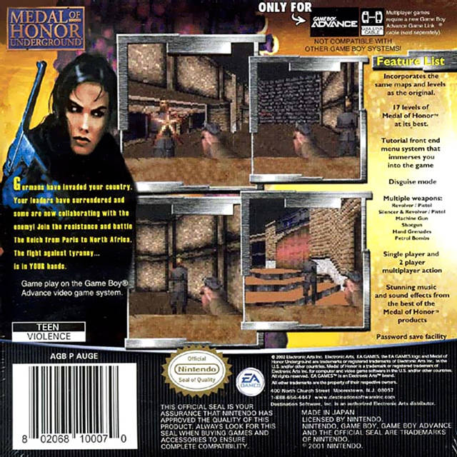Medal of Honor: Underground - (GBA) Game Boy Advance [Pre-Owned] Video Games Destination Software   