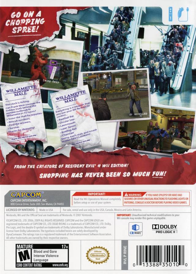 Dead Rising: Chop Till You Drop - Nintendo Wii [Pre-Owned] Video Games Capcom   