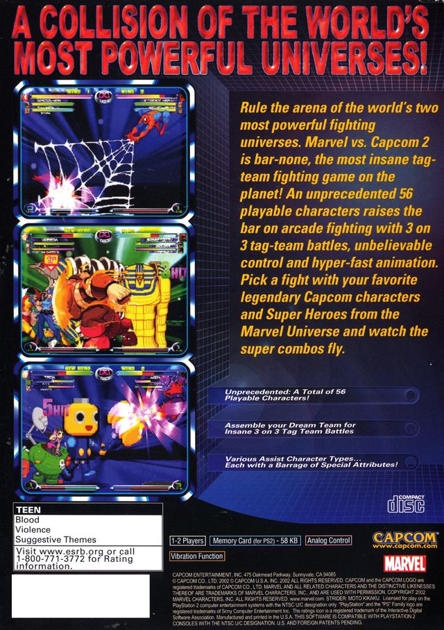 Marvel vs Capcom 2 - (PS2) PlayStation 2 Video Games Capcom   