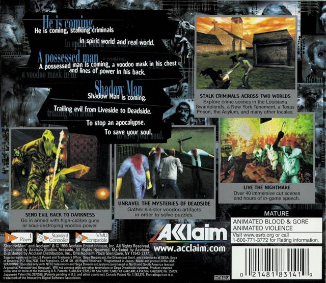 Shadow Man - (DC) SEGA Dreamcast  [Pre-Owned] Video Games Acclaim   