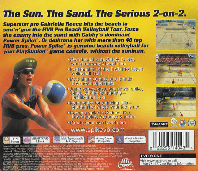 Power Spike Pro Beach Volleyball - (PS1) PlayStation 1 Video Games Infogrames   
