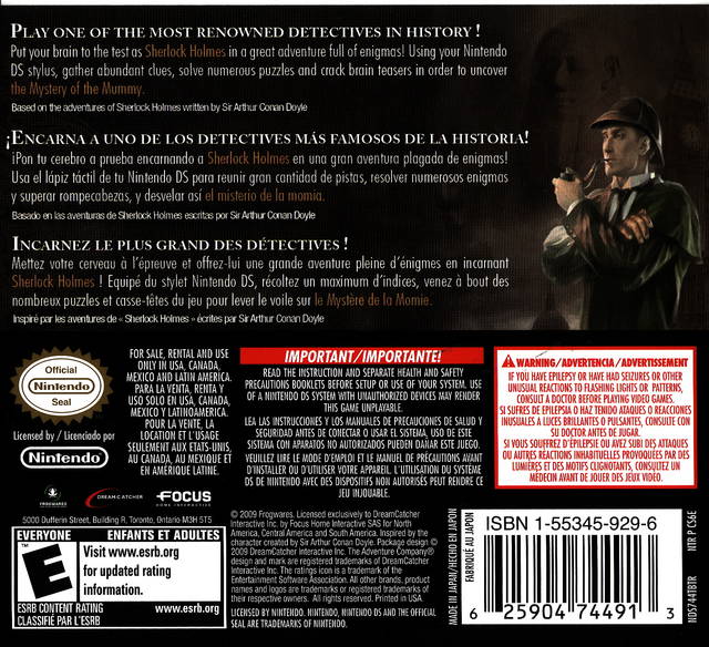 Sherlock Holmes: The Mystery of the Mummy - (NDS) Nintendo DS [Pre-Owned] Video Games Dreamcatcher   