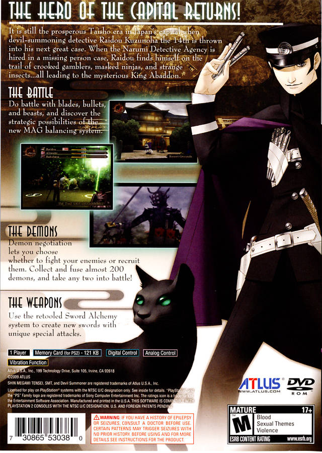 Shin Megami Tensei: Devil Summoner 2: Raidou Kuzunoha versus King Abaddon - (PS2) PlayStation 2 [Pre-Owned] Video Games Atlus   
