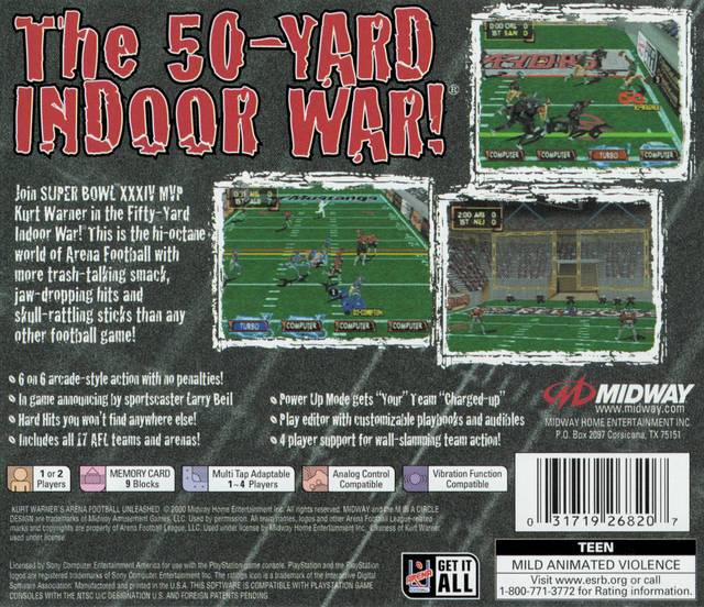 Kurt Warner's Arena Football Unleashed - (PS1) PlayStation 1 Video Games Midway   