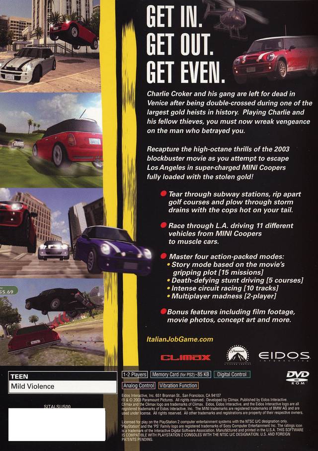 The Italian Job - (PS2) PlayStation 2 [Pre-Owned] Video Games Eidos Interactive   