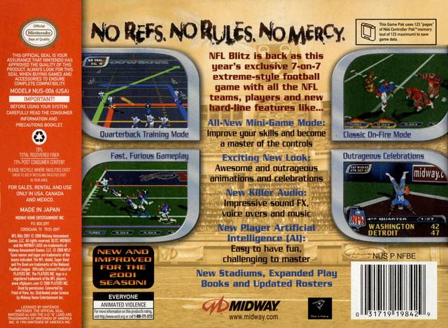 NFL Blitz 2001 - (N64) Nintendo 64 [Pre-Owned] Video Games Midway   