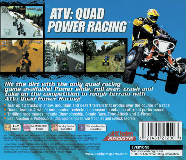 ATV: Quad Power Racing - (PS1) PlayStation 1 [Pre-Owned] Video Games Acclaim   