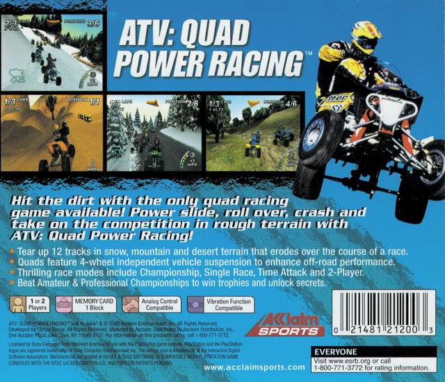 ATV: Quad Power Racing - (PS1) PlayStation 1 Video Games Acclaim   