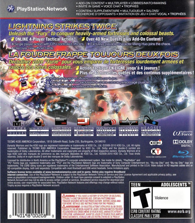 Dynasty Warriors: Strikeforce - (PS3) PlayStation 3 Video Games Koei   
