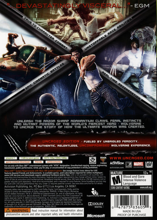 X-Men Origins: Wolverine (Uncaged Edition) - Xbox 360 [Pre