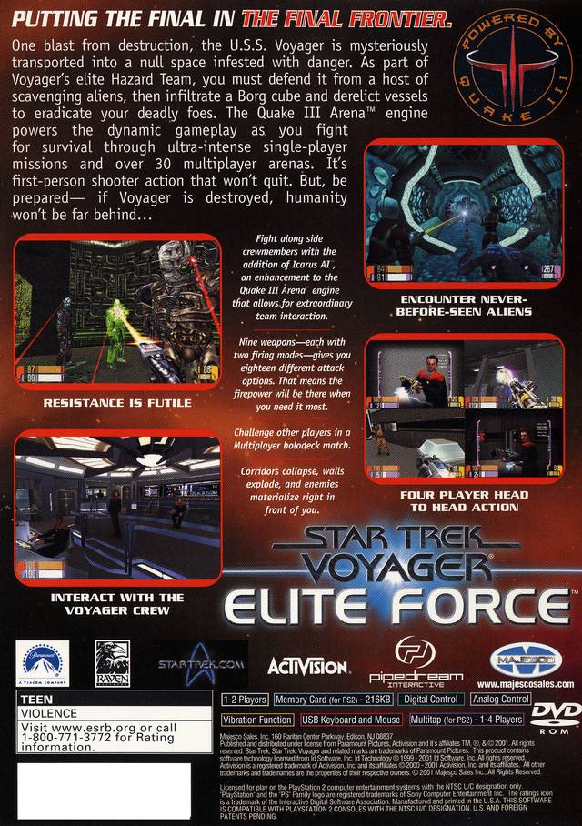Star Trek: Voyager Elite Force - PlayStation 2 Video Games Majesco   