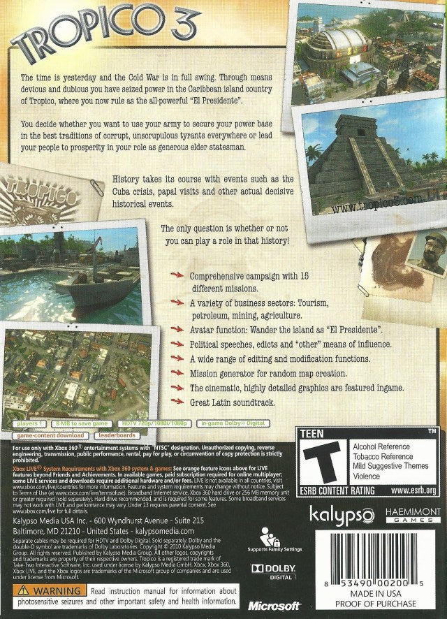 Tropico 3 - Xbox 360 [Pre-Owned] Video Games Kalypso   