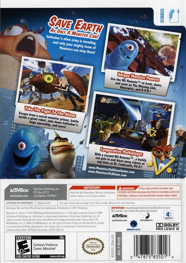 monsters vs aliens the game Wii Monsters vs. Aliens