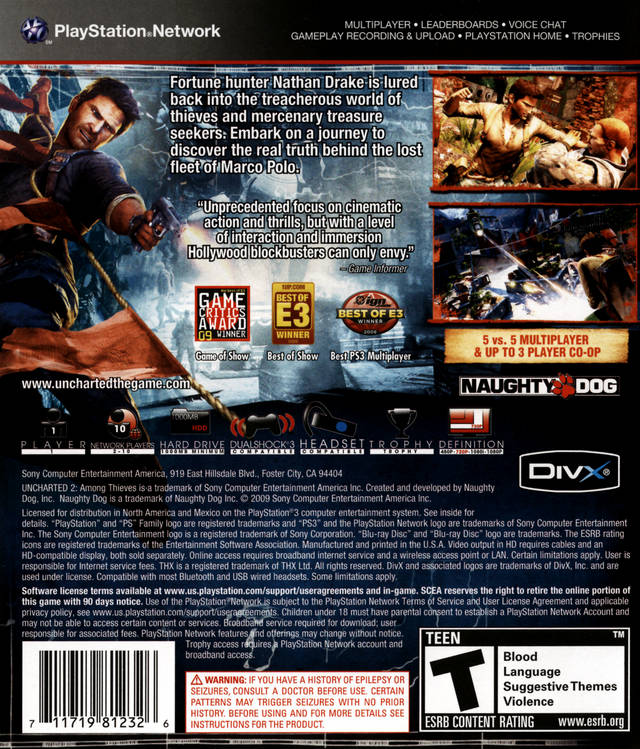 Uncharted 2: Among Thieves - (PS3) PlayStation 3 Video Games SCEA   