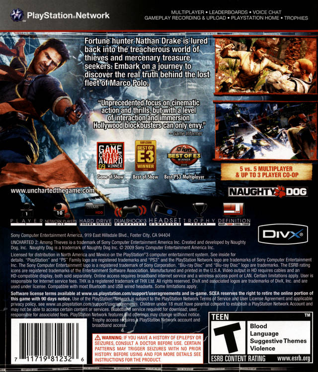 Uncharted 2: Among Thieves - (PS3) PlayStation 3 [Pre-Owned] Video Games SCEA   