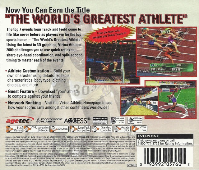 Virtua Athlete 2000 - (DC) SEGA Dreamcast Video Games Agetec   