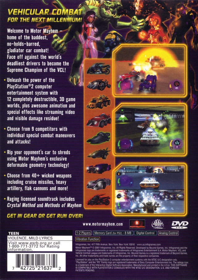Motor Mayhem: Vehicular Combat League - PlayStation 2 Video Games Infogrames   