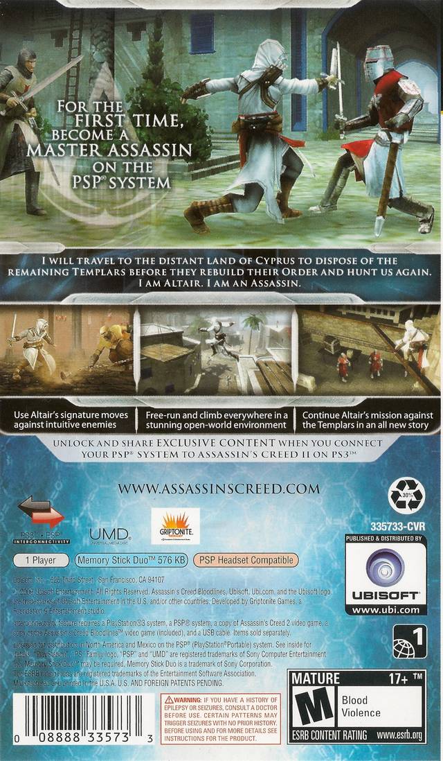 Assassin's Creed: Bloodlines (Greatest Hits) - Sony PSP [Pre-Owned] Video Games Ubisoft   
