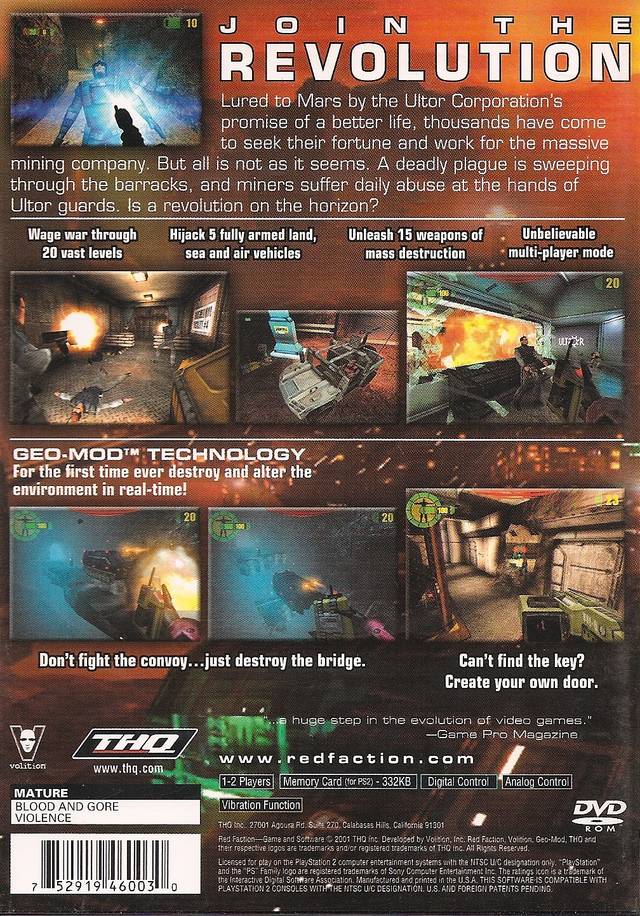 Red Faction (Greatest Hits) - (PS2) PlayStation 2 [Pre-Owned] Video Games THQ   
