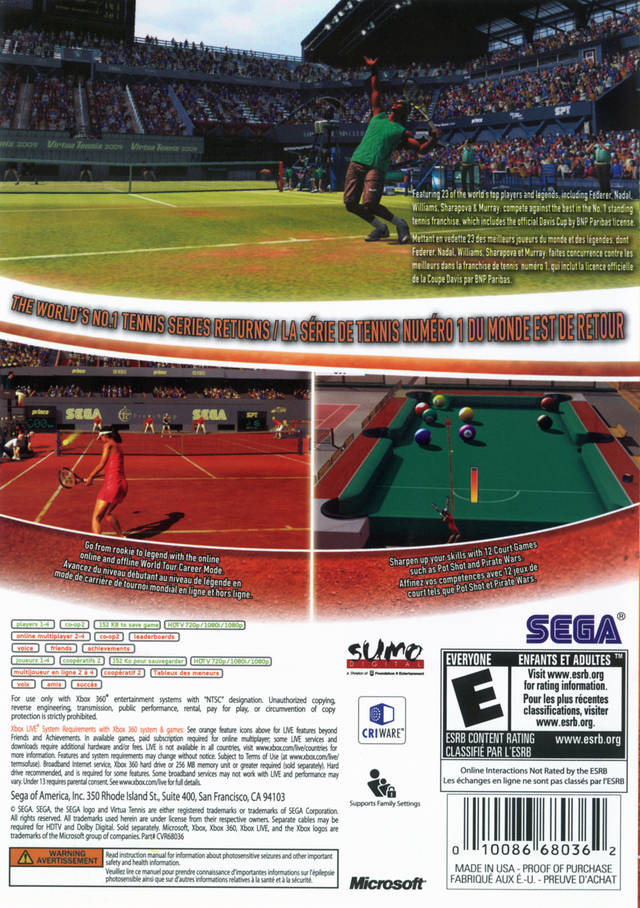 Virtua Tennis 2009 - Xbox 360 Video Games Sega   