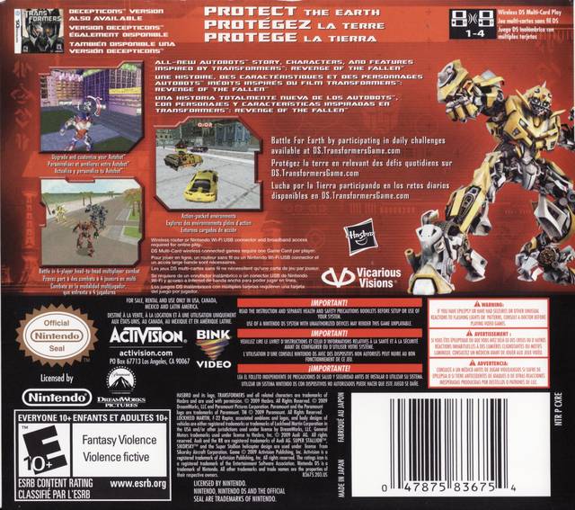 Transformers: Revenge of the Fallen Autobots - (NDS) Nintendo DS [Pre-Owned] Video Games Activision