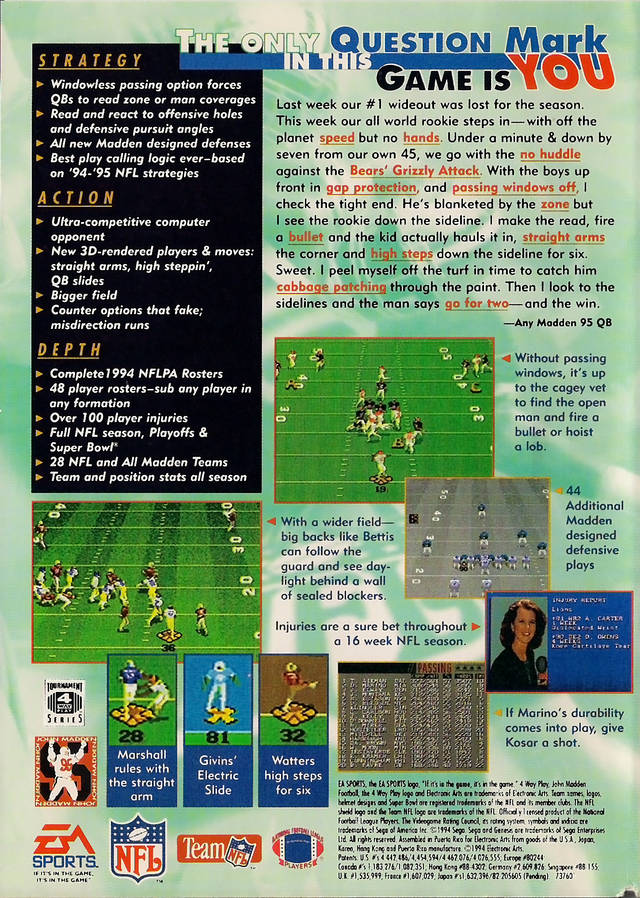 Madden NFL 95 - (SG) SEGA Genesis [Pre-Owned] Video Games EA Sports   