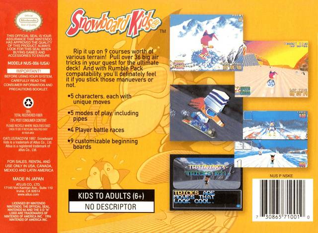 Snowboard Kids - (N64) Nintendo 64 [Pre-Owned] Video Games Atlus   