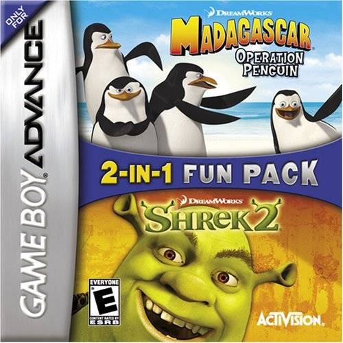 2-In-1 Fun Pack: Dreamworks Madagascar: Operation Penguin / Dreamworks Shrek 2 - (GBA) Game Boy Advance Video Games Activision   