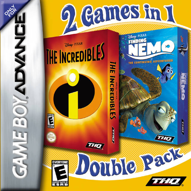 2 Games in 1 Double Pack: The Incredibles / Finding Nemo: The Continuing Adventures - (GBA) Game Boy Advance Video Games THQ   