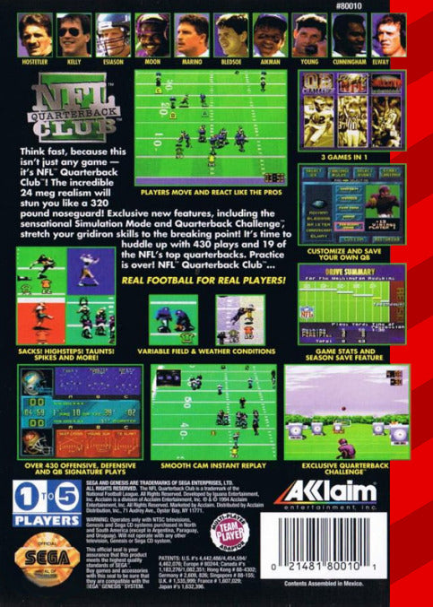 NFL Quarterback Club - (SG) SEGA Genesis [Pre-Owned] Video Games Acclaim   