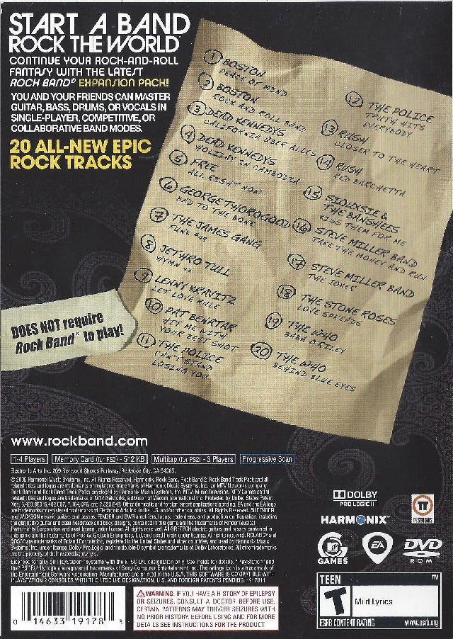 Rock Band Track Pack: Classic Rock - (PS2) PlayStation 2 Video Games MTV Games   