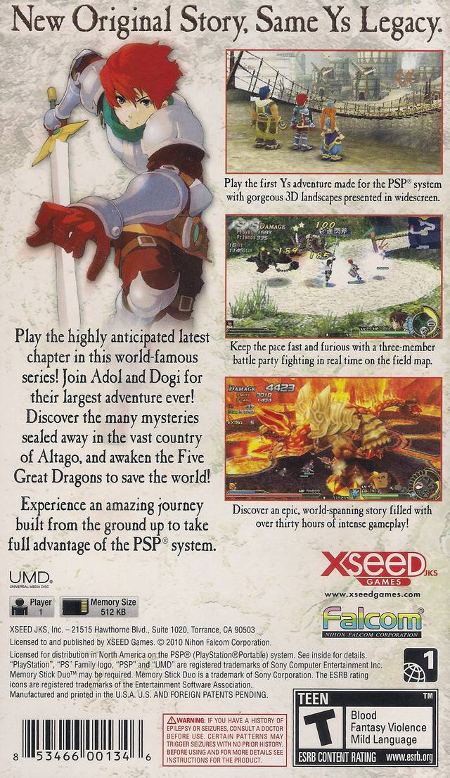 Ys Seven - Sony PSP | J&L Game Ys Seven - Sony PSP | J&L Game