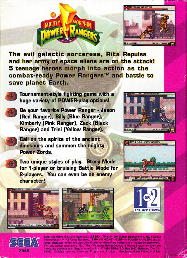 Mighty Morphin Power Rangers - (SGG) SEGA GameGear [Pre-Owned] Video Games Sega   