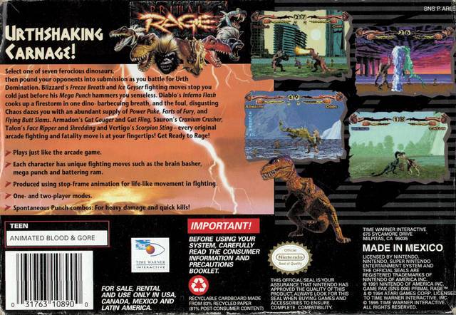 Primal Rage - (SNES) Super Nintendo [Pre-Owned] Video Games Time Warner Interactive   