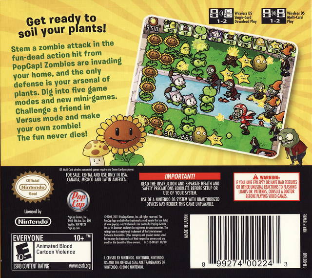 Plants vs. Zombies - (NDS) Nintendo DS [Pre-Owned] Video Games PopCap   