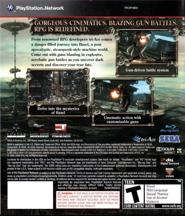 Resonance of Fate - (PS3) PlayStation 3 Video Games Sega   