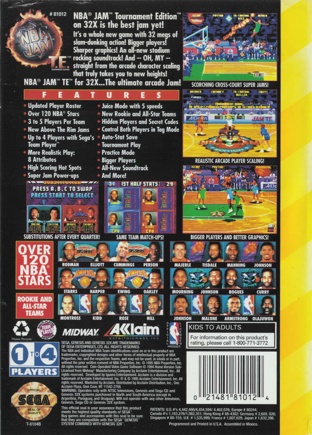 NBA Jam T.E. Tournament Edition - SEGA 32X [Pre-Owned] | J&L Game